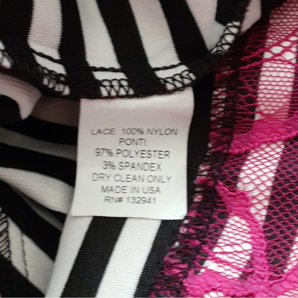 Amanda Uprichard Nadia Lace Skater Dress Pink Striped Gold Zip Fit & Flare M - Picture 7 of 7